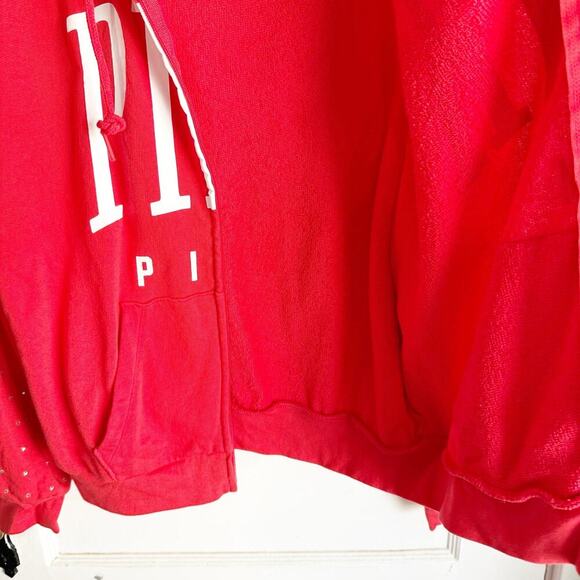 Victoria’s Secret PINK Rhinestone Bling Full Zip Hoodie Logo SPELLOUT Jacket XS - Picture 9 of 12